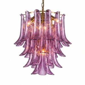 LAMPARA TECHO CRISTAL METAL MORADA 52 x 52 x 55 CM