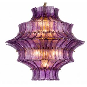 LAMPARA TECHO CRISTAL METAL MORADA 53 x 53 x76 CM