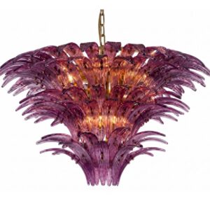 LAMPARA TECHO CRISTAL METAL MORADA 80 x 80 x41 CM