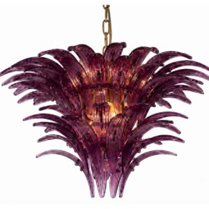 LAMPARA TECHO CRISTAL METAL MORADA 63 x 63 x28 CM
