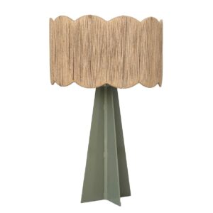 LAMPARA DE SOBREMESA YUTE BEIGE VERDE 33x33x55 CM
