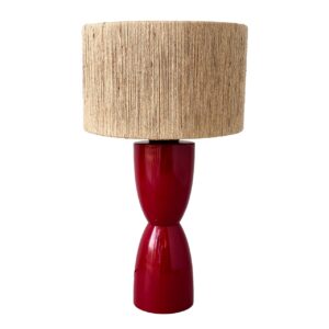 LAMPARA DE SOBREMESA YUTE BEIGE ROJO 28x28x50 CM