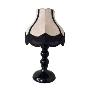 LAMPARA DE SOBREMESA LINO FLECOS NEGROS 25x25x46CM