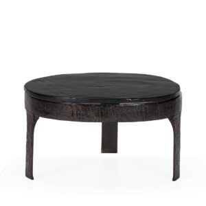 Mesa de Centro 69x67x38 Metal/Vidrio -- Negro/Azul Cobalto Envejecido