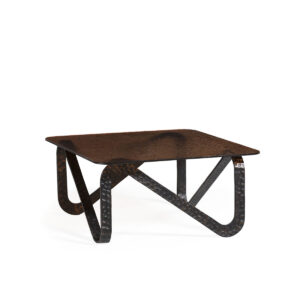 Mesa de Centro 89x89x40 Metal/Vidrio -- Laton Enegrecido/Ámbar