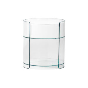 Mesita de Noche 45x45x50 Cristal/Madera -- Transparente/Blanco