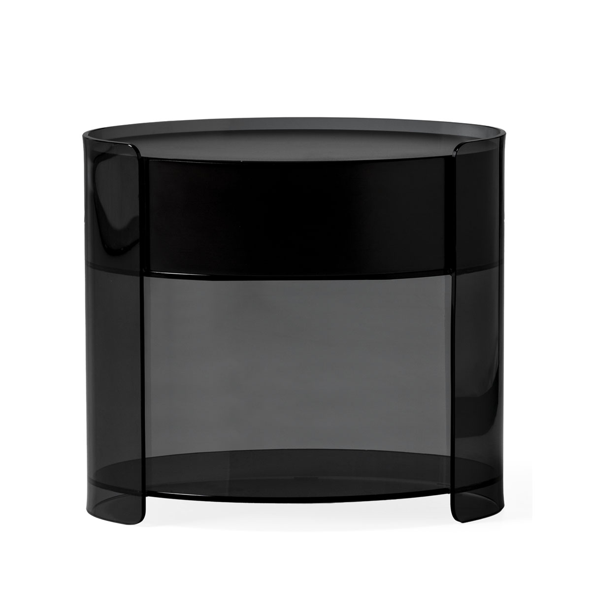 Mesita de Noche 55x32x50 Cristal/Madera -- Ahumado/Negro